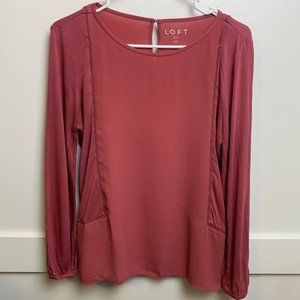 Ann Taylor LOFT Blush Pink Long Sleeve Blouse